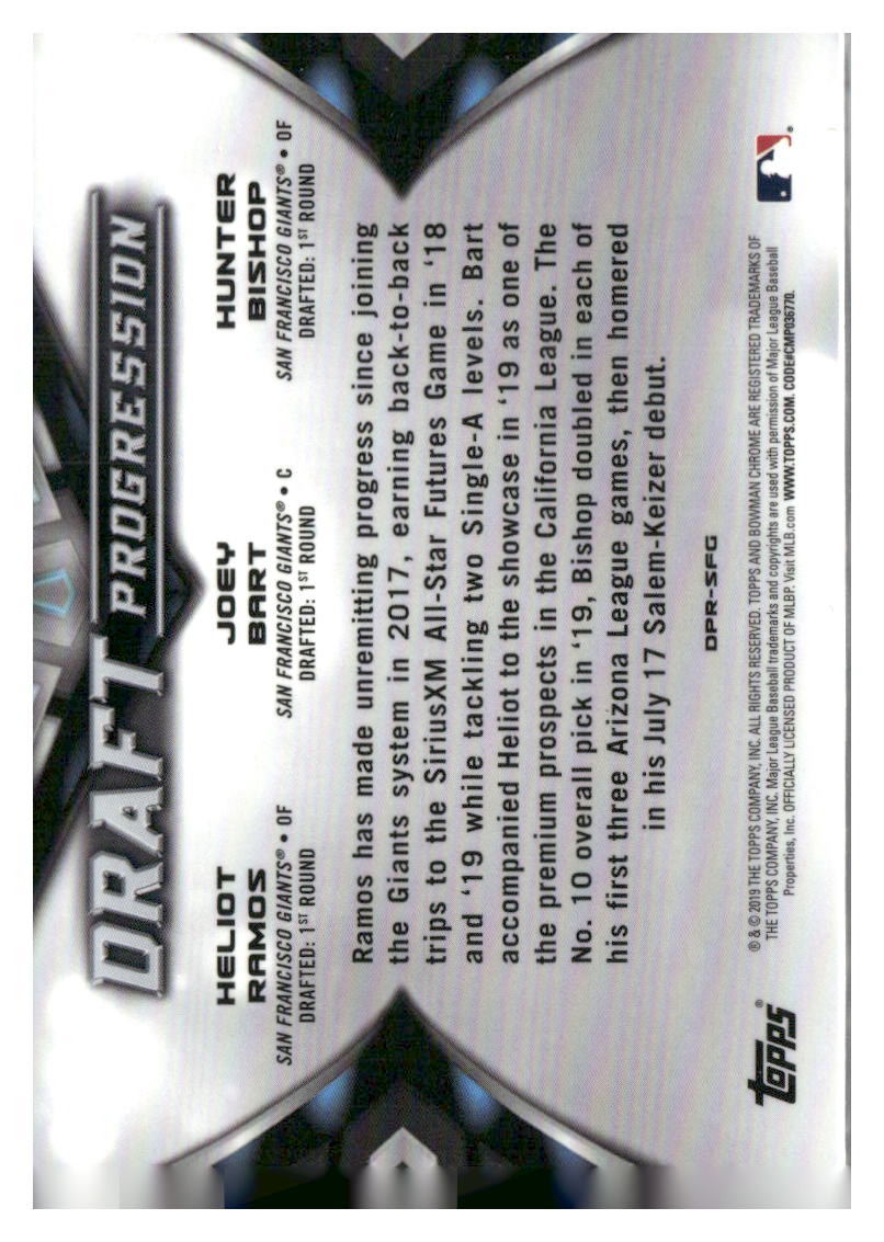 2019 Bowman Draft Progression #SFG Hunter Bishop/Heliot Ramos/Joey Bart Giants