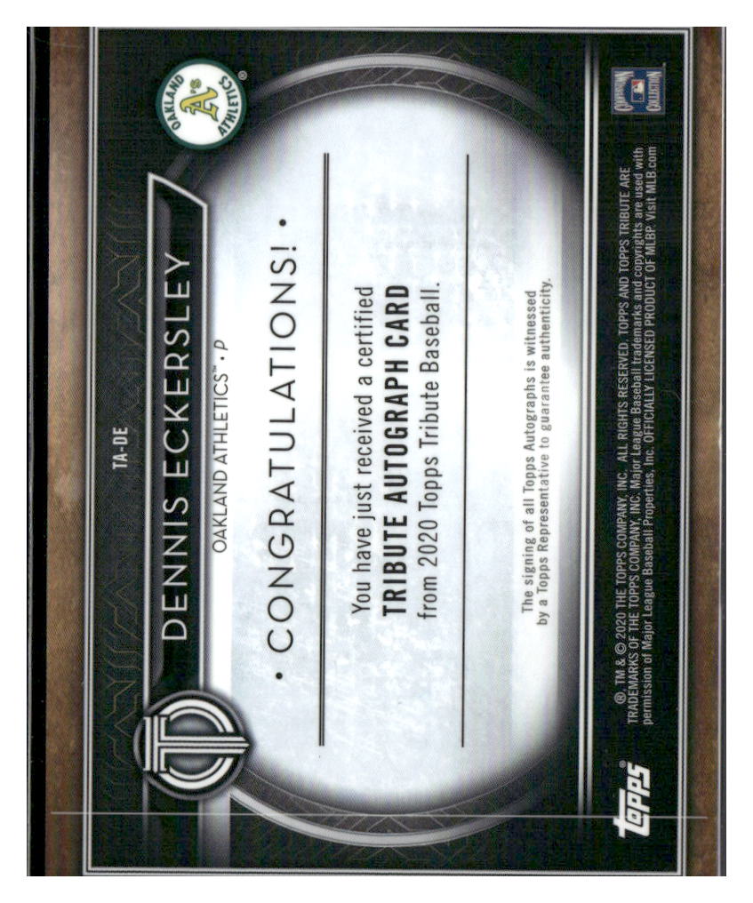 2020 Topps Tribute #TA-DE Dennis Eckersley Autographs Blue #/150