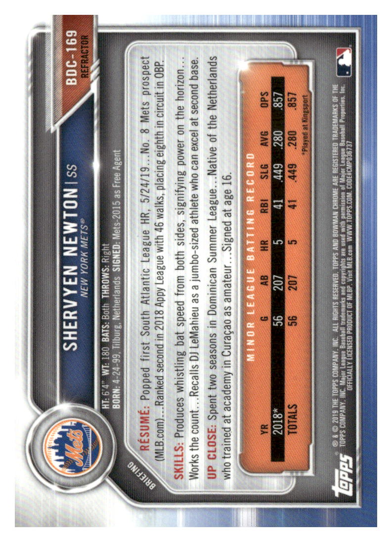 2019 Bowman Draft #BDC-169 Shervyen Newton Chrome Refractor