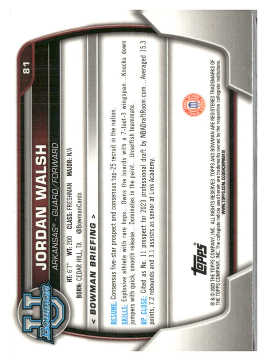 2022-23 Bowman University Chrome #81 Jordan Walsh Pink