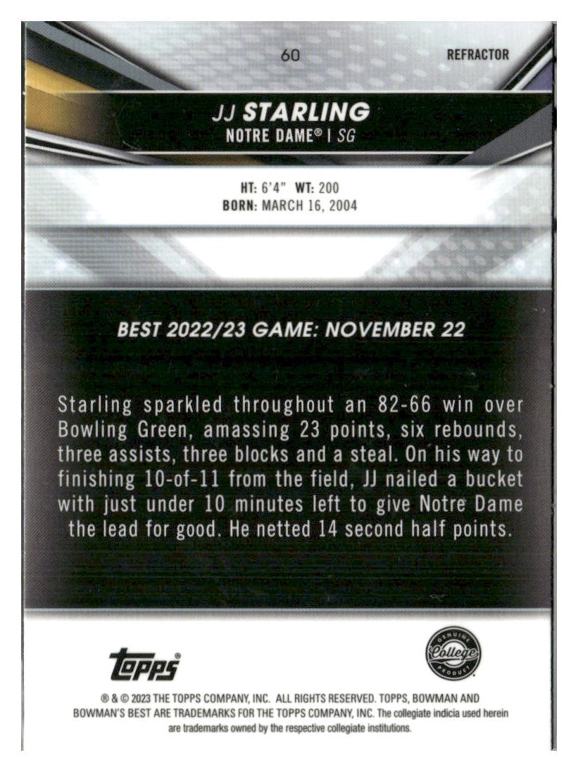 2022-23 Bowman University Best #60 JJ Starling Refractors