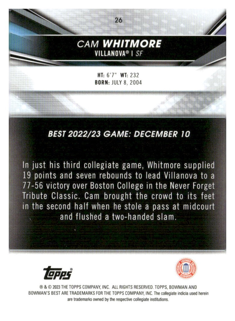 2022-23 Bowman University Best #26 Cam Whitmore