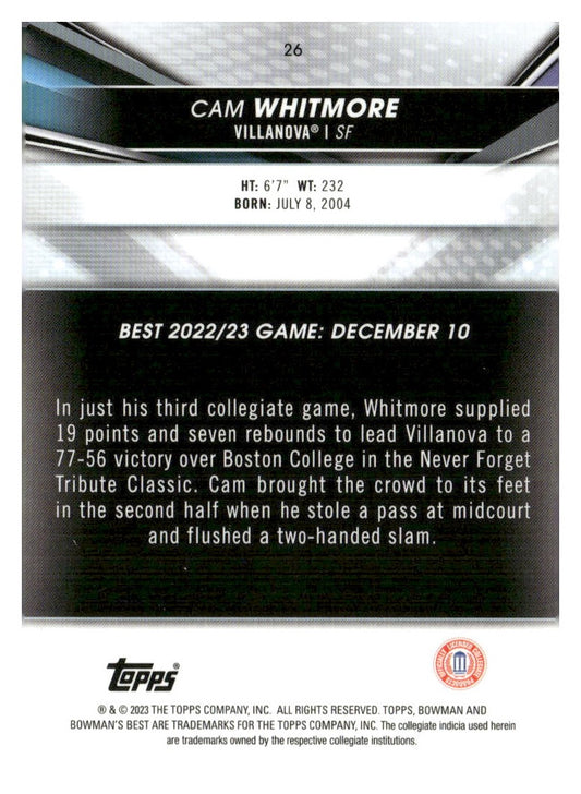 2022-23 Bowman University Best #26 Cam Whitmore