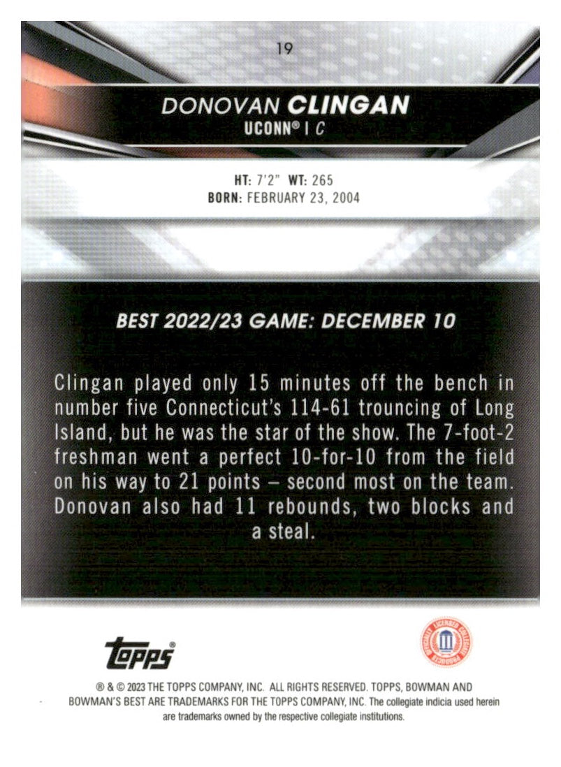 2022-23 Bowman University Best #19 Donovan Clingan Refractors