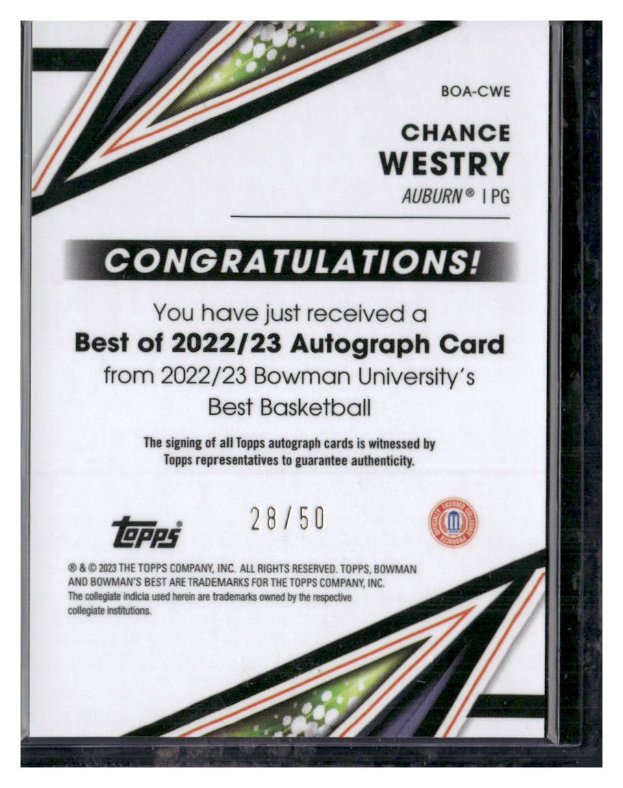 2022-23 Bowman University Best #BOA-CWE Chance Westry Auto Gold Refractors #/50