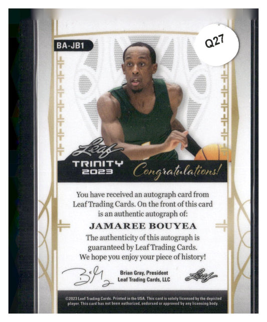 2023 Leaf Trinity #BA-JB1 Jamaree Bouyea Gold