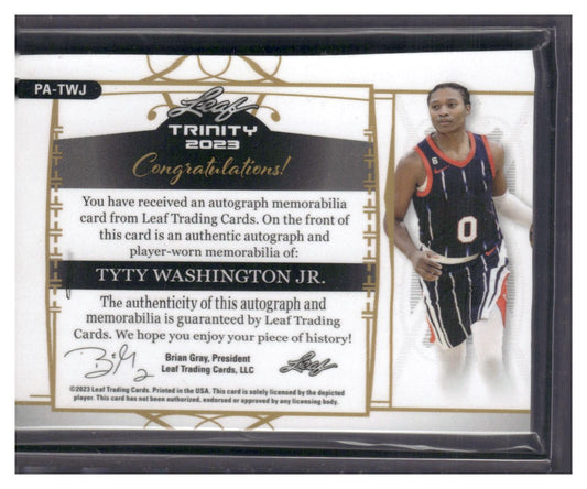 2023 Leaf Trinity #PA-TWJ TyTy Washington Jr. Patch Autographs Gold