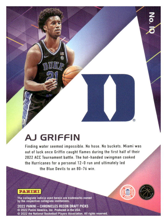 2022 Panini Chronicles Draft Picks #10 AJ Griffin Recon
