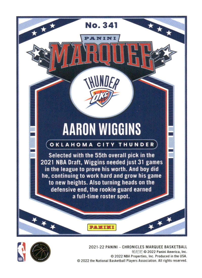 2021-22 Panini Chronicles #341 Aaron Wiggins