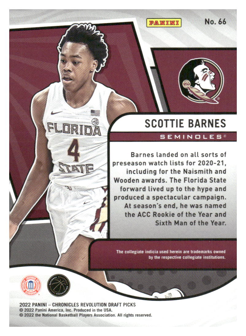 2022 Panini Chronicles Draft Picks #66 Scottie Barnes Revolution