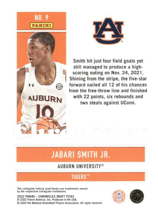 2022 Panini Chronicles Draft Picks #9 Jabari Smith Jr.