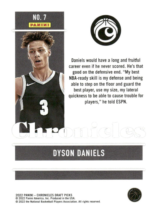 2022 Panini Chronicles Draft Picks #7 Dyson Daniels Bronze