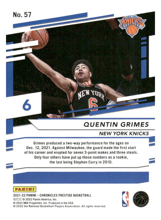 2021-22 Panini Chronicles #57 Quentin Grimes