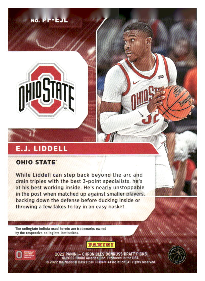2022 Panini Chronicles Draft Picks #PF-EJL E.J. Liddell Power Formulas