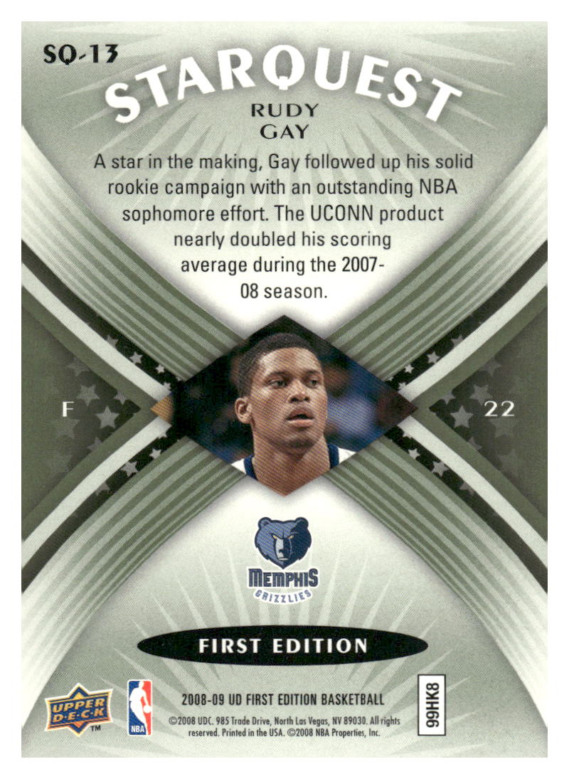 2008-09 Upper Deck First Edition #SQ-13 Rudy Gay StarQuest Green