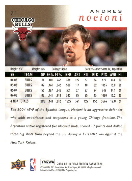 2008-09 Upper Deck First Edition #21 Andres Nocioni