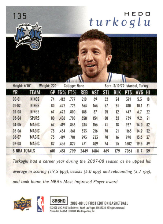 2008-09 Upper Deck First Edition #135 Hedo Turkoglu