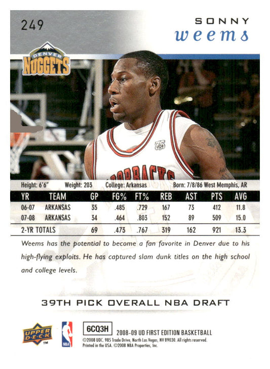2008-09 Upper Deck First Edition #249 Sonny Weems