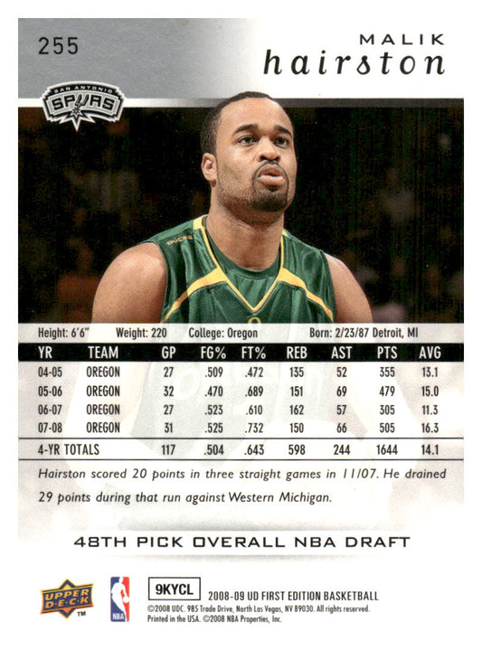 2008-09 Upper Deck First Edition #255 Malik Hairston