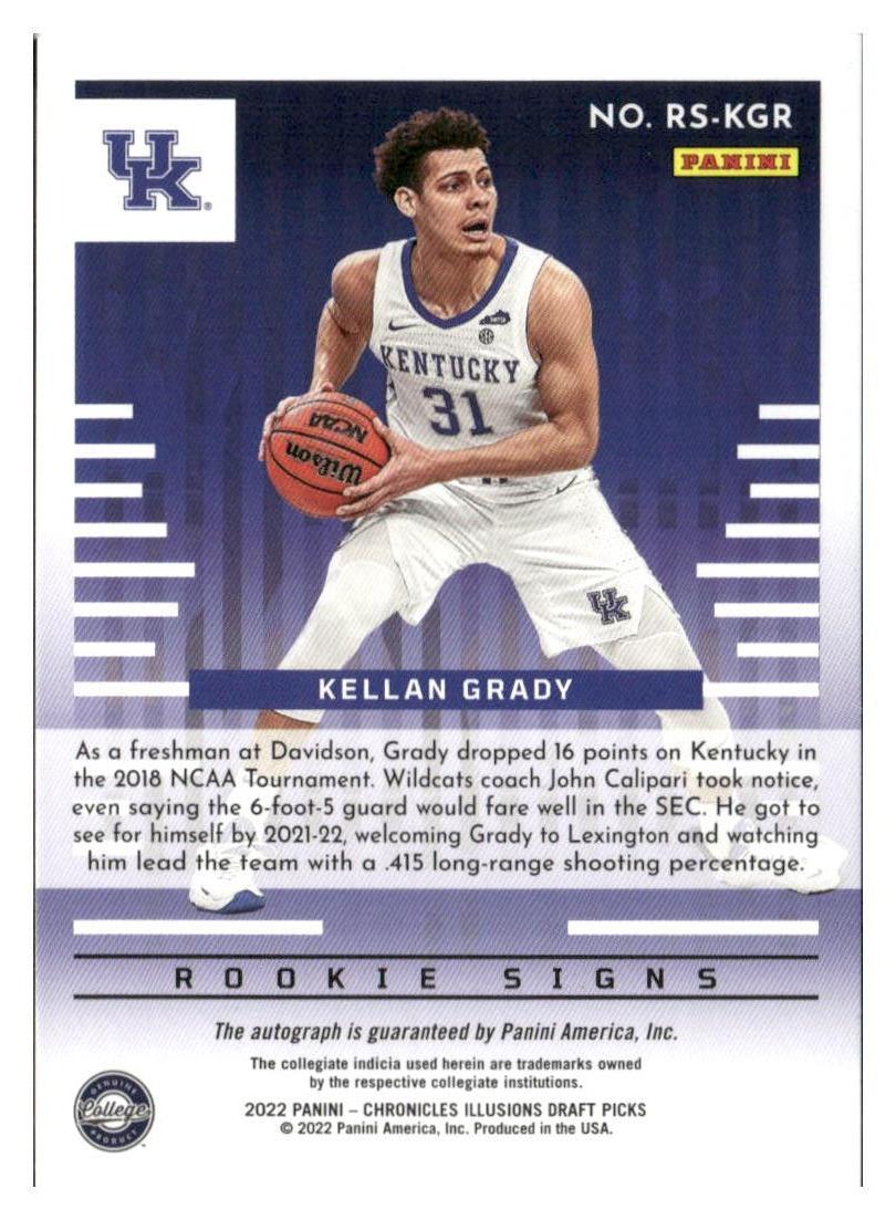 2022 Panini Chronicles Draft Illusions #RS-KGR Kellan Grady pink Auto Rookie