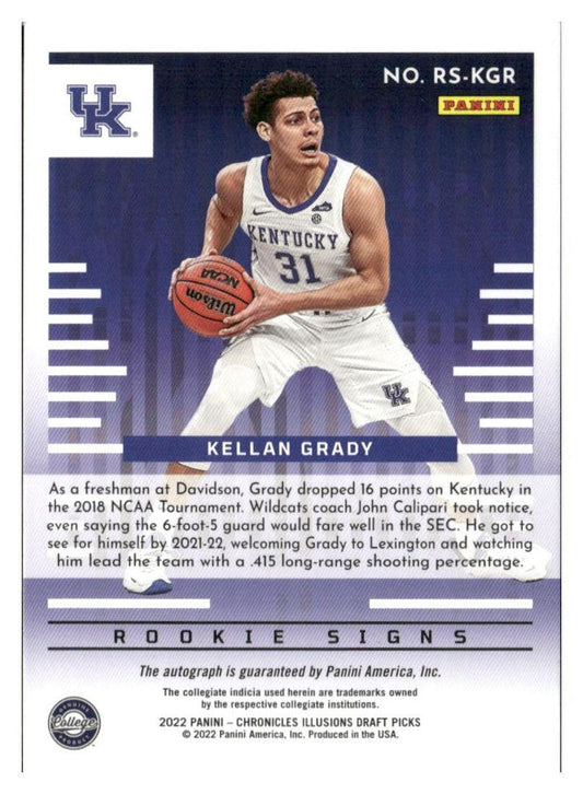 2022 Panini Chronicles Draft Illusions #RS-KGR Kellan Grady pink Auto Rookie