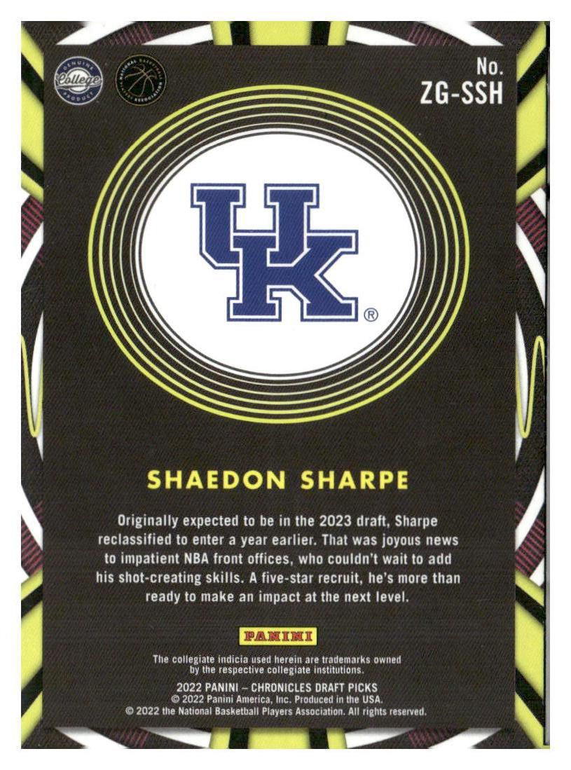 2022 Panini Chronicles Draft Picks #ZG-SSH Shaedon Sharpe Gamma Rays Pink
