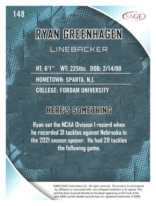 2023 SAGE HIT #148 Ryan Greenhagen Gold