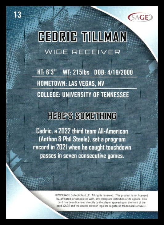 2023 SAGE HIT #13 Cedric Tillman