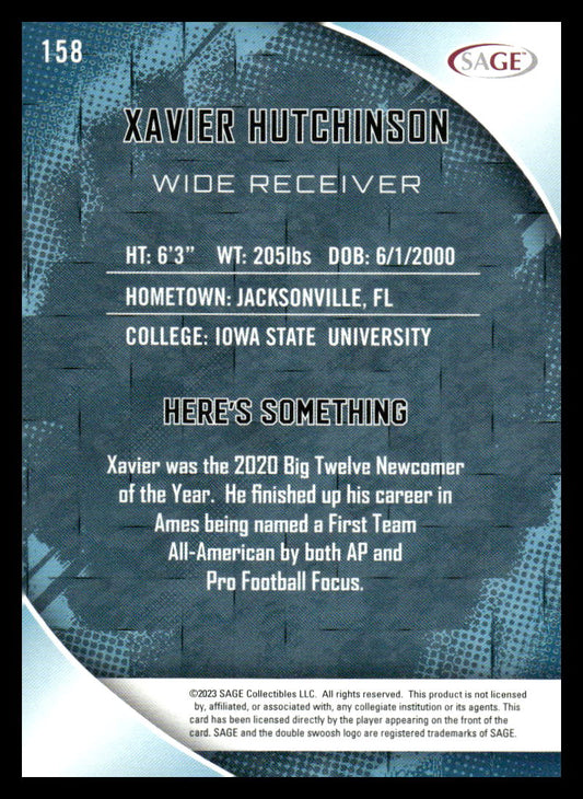 2023 SAGE HIT #158 Xavier Hutchinson