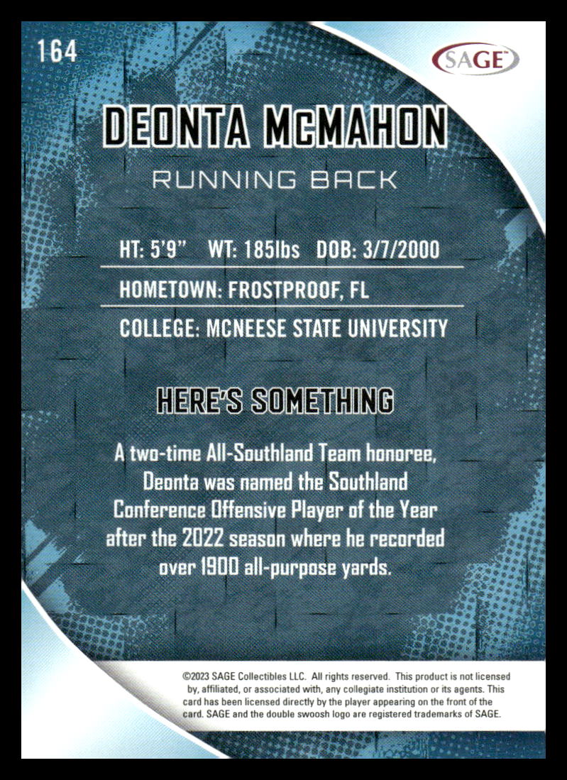 2023 SAGE HIT #164 Deonta McMahon