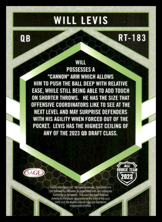 2023 SAGE HIT #RT-183 Will Levis Silver