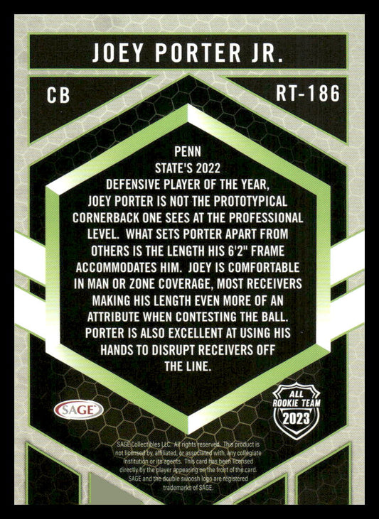 2023 SAGE HIT #RT-186 Joey Porter, Jr.