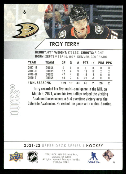 2021-22 Upper Deck #6 Troy Terry