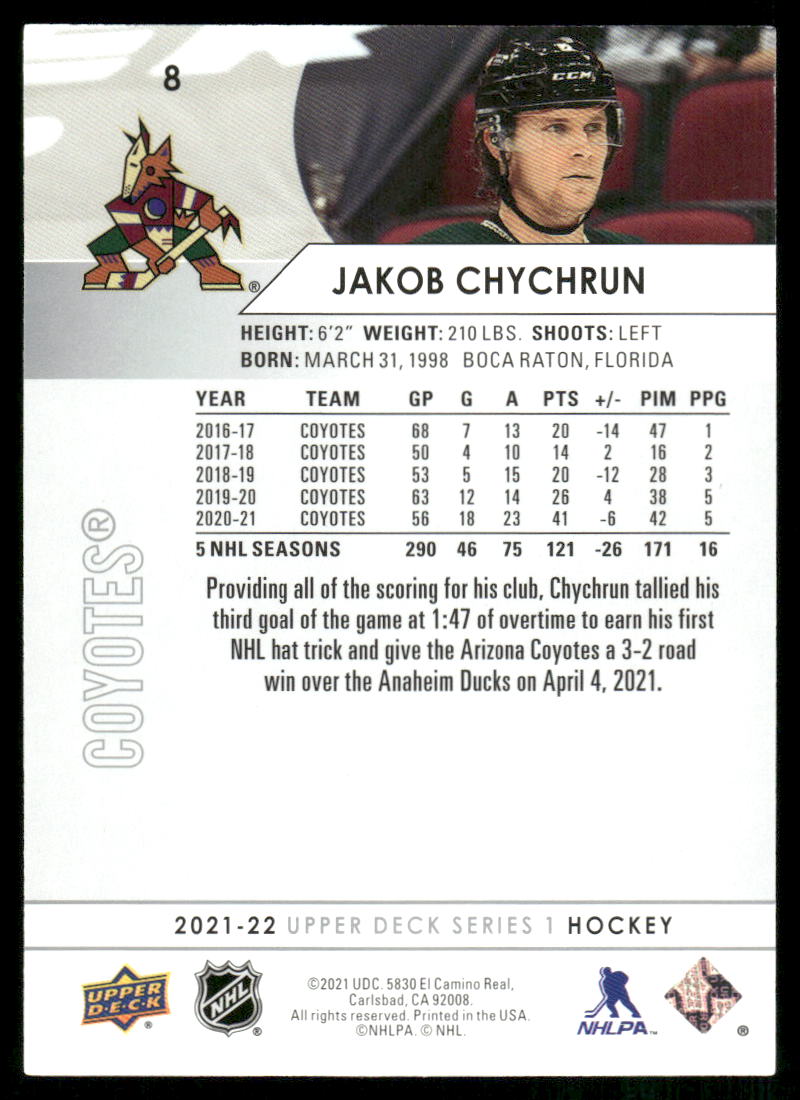 2021-22 Upper Deck #8 Jakob Chychrun