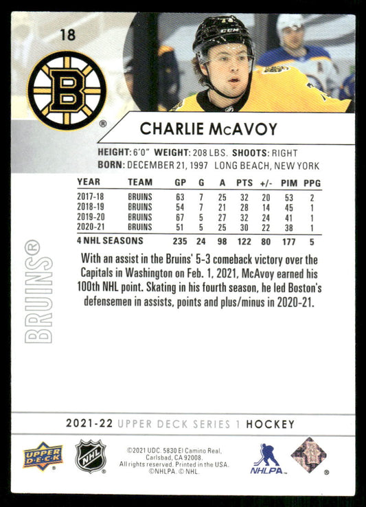 2021-22 Upper Deck #18 Charlie McAvoy