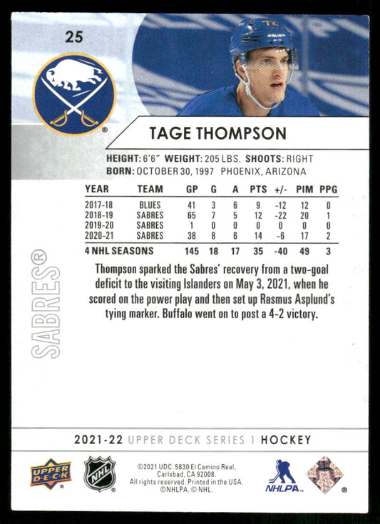 2021-22 Upper Deck #25 Tage Thompson