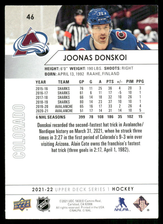 2021-22 Upper Deck #46 Joonas Donskoi