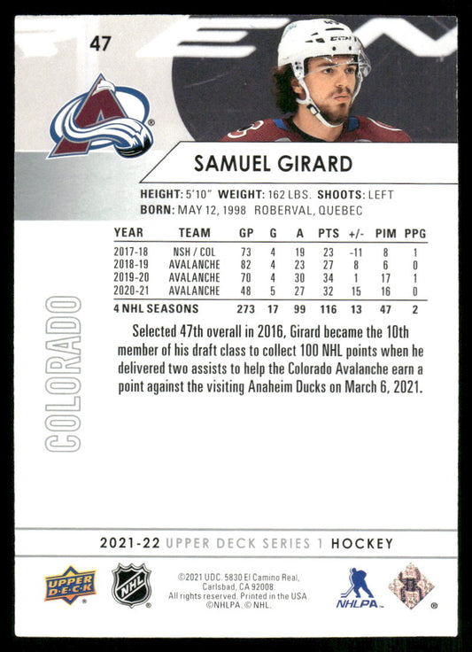 2021-22 Upper Deck #47 Samuel Girard