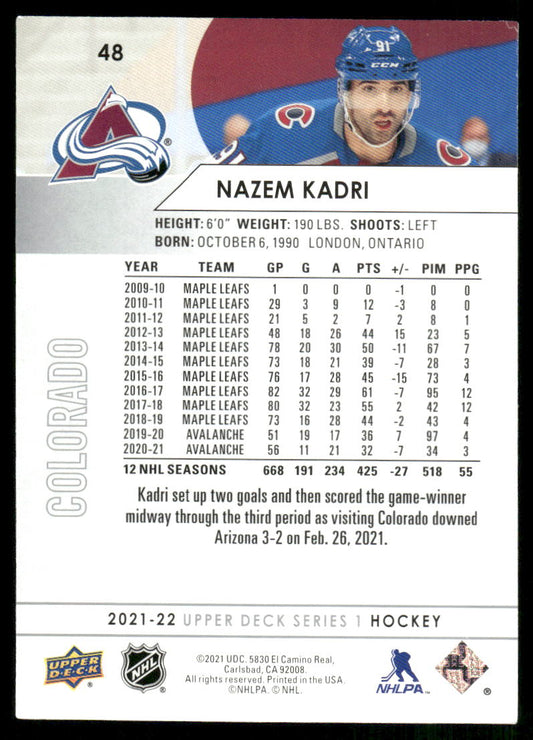 2021-22 Upper Deck #48 Nazem Kadri