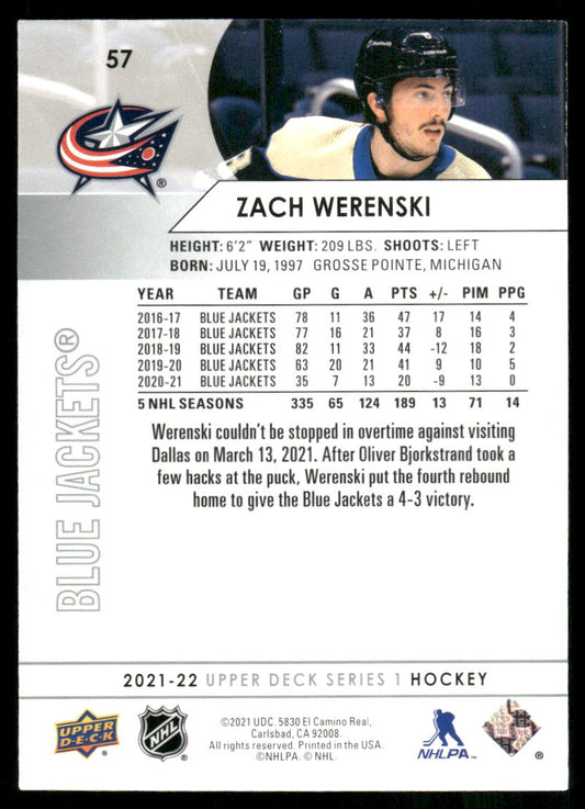 2021-22 Upper Deck #57 Zach Werenski