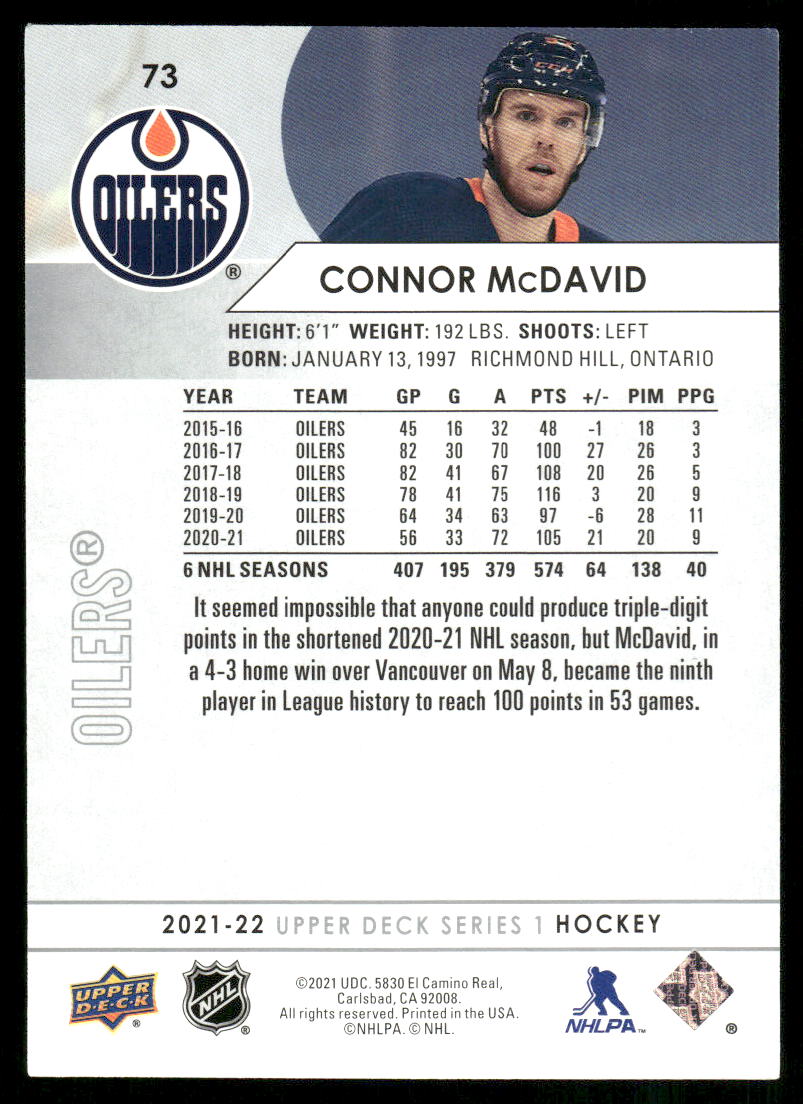 2021-22 Upper Deck #73 Connor McDavid