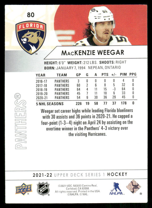 2021-22 Upper Deck #80 MacKenzie Weegar