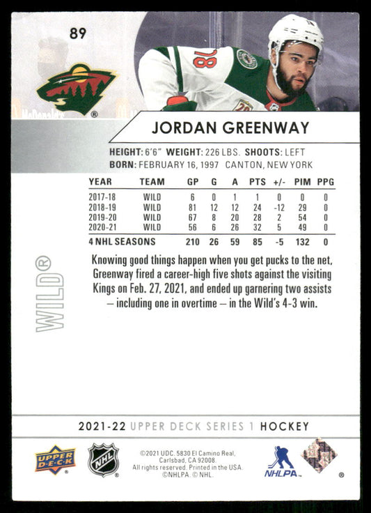 2021-22 Upper Deck #89 Jordan Greenway