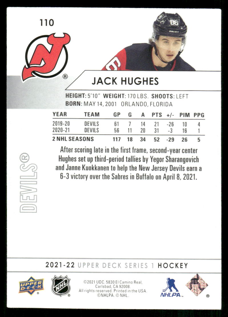 2021-22 Upper Deck #110 Jack Hughes