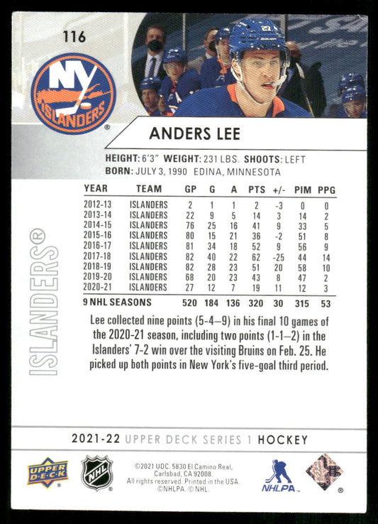 2021-22 Upper Deck #116 Anders Lee