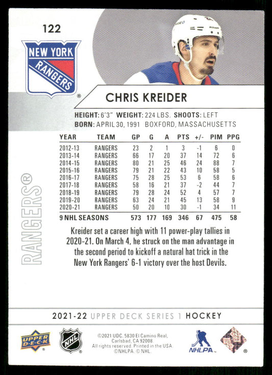 2021-22 Upper Deck #122 Chris Kreider