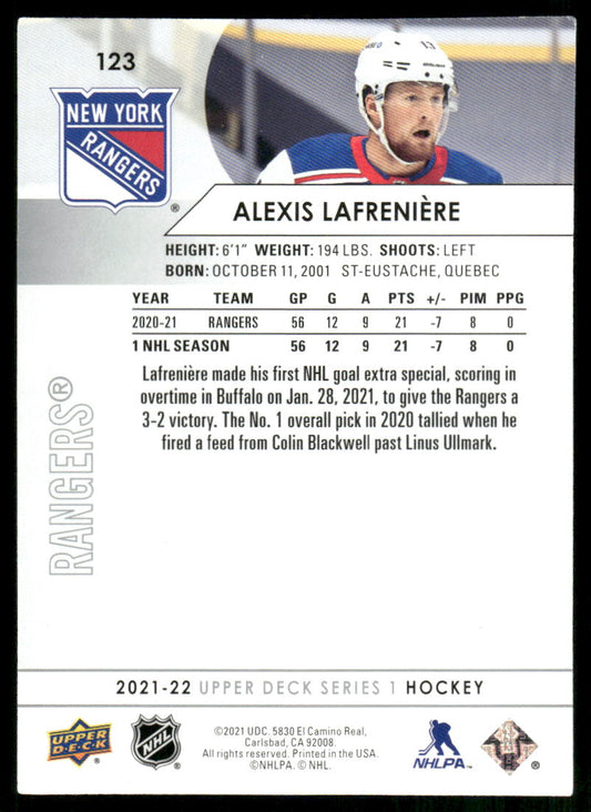 2021-22 Upper Deck #123 Alexis Lafreniere