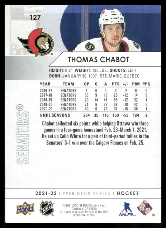 2021-22 Upper Deck #127 Thomas Chabot