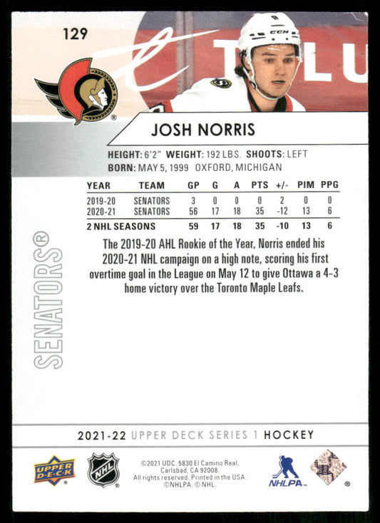 2021-22 Upper Deck #129 Josh Norris