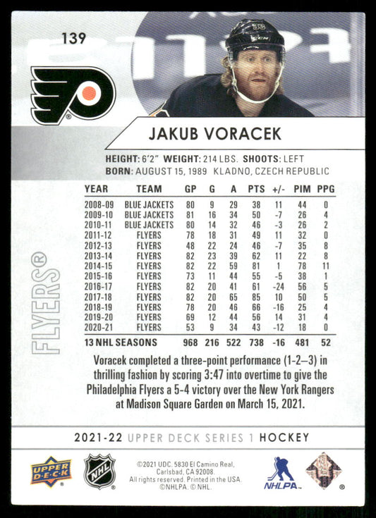 2021-22 Upper Deck #139 Jakub Voracek
